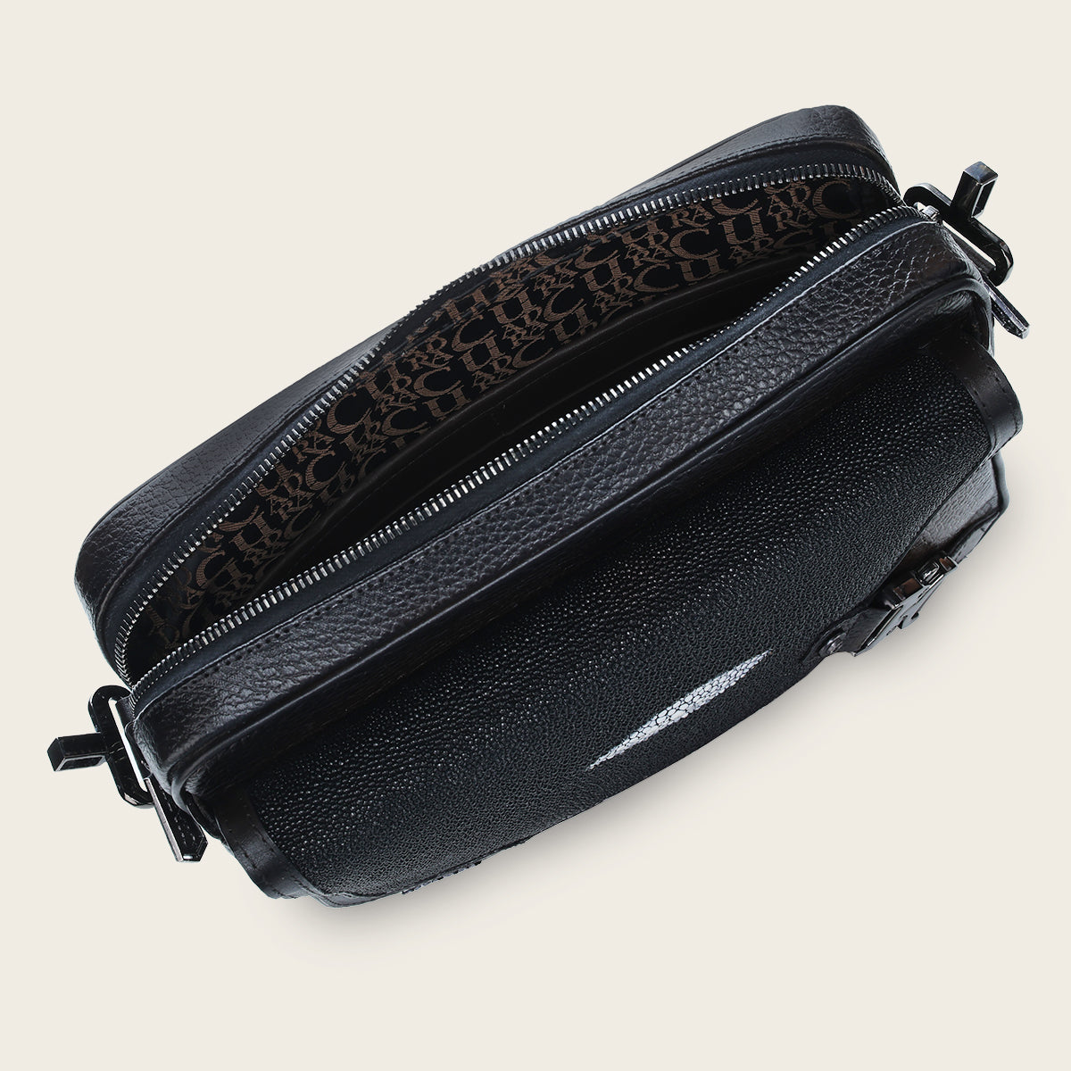 Bandolera para caballero en piel genuina de mantarraya