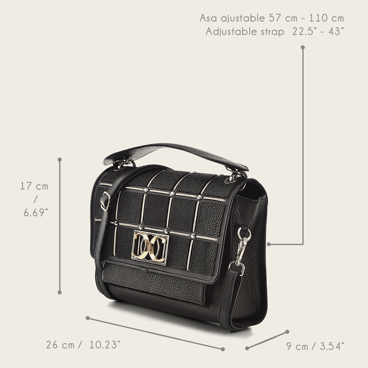 Bolso de mano en piel genuina de mantarraya para dama
