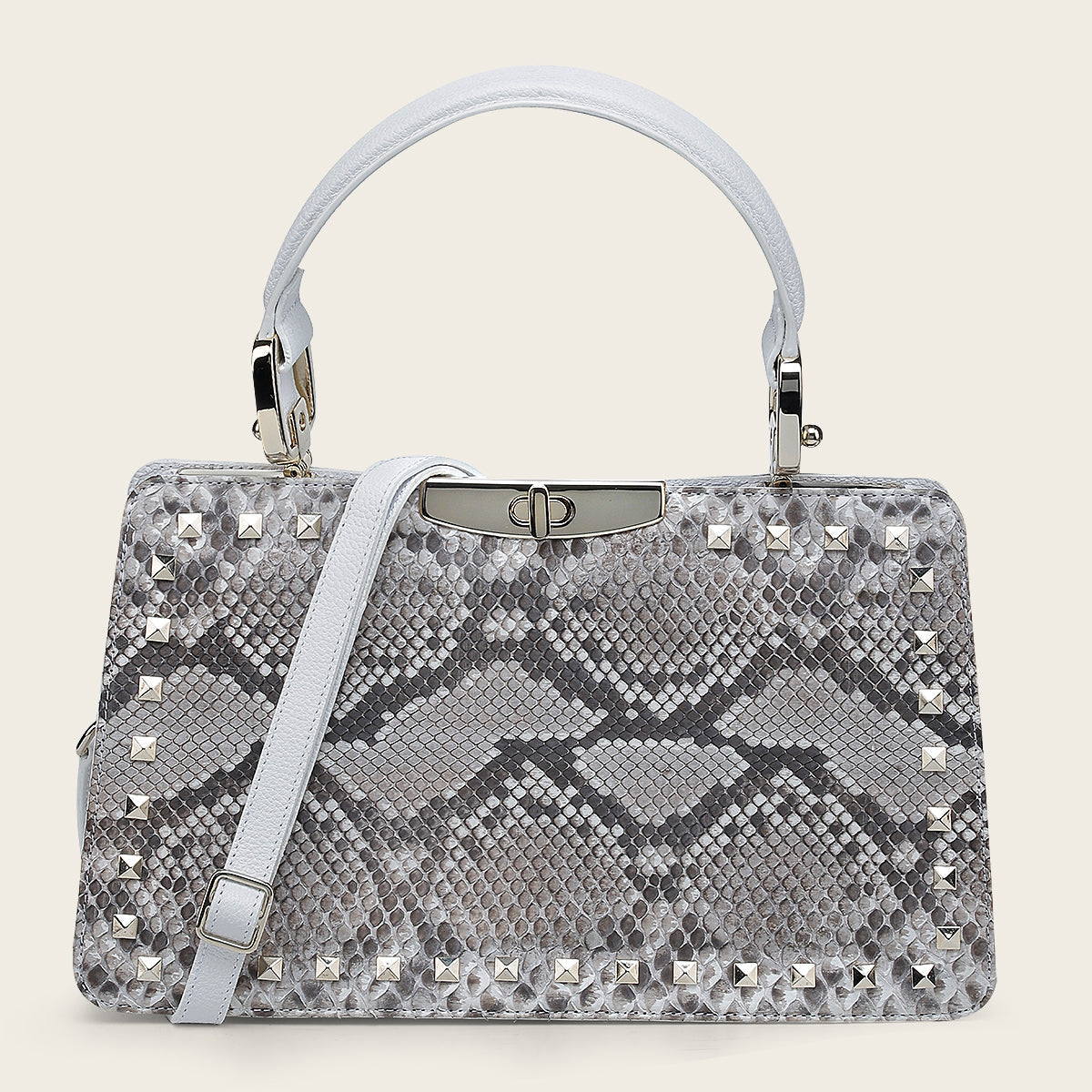 Bolso de mano en piel genuina de pitón para dama