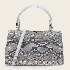 Bolso de mano en piel genuina de pitón para dama