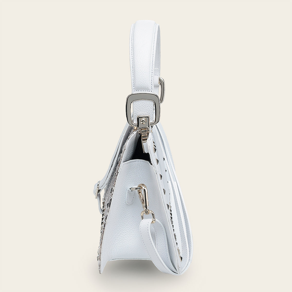Bolso de mano en piel genuina de pitón para dama