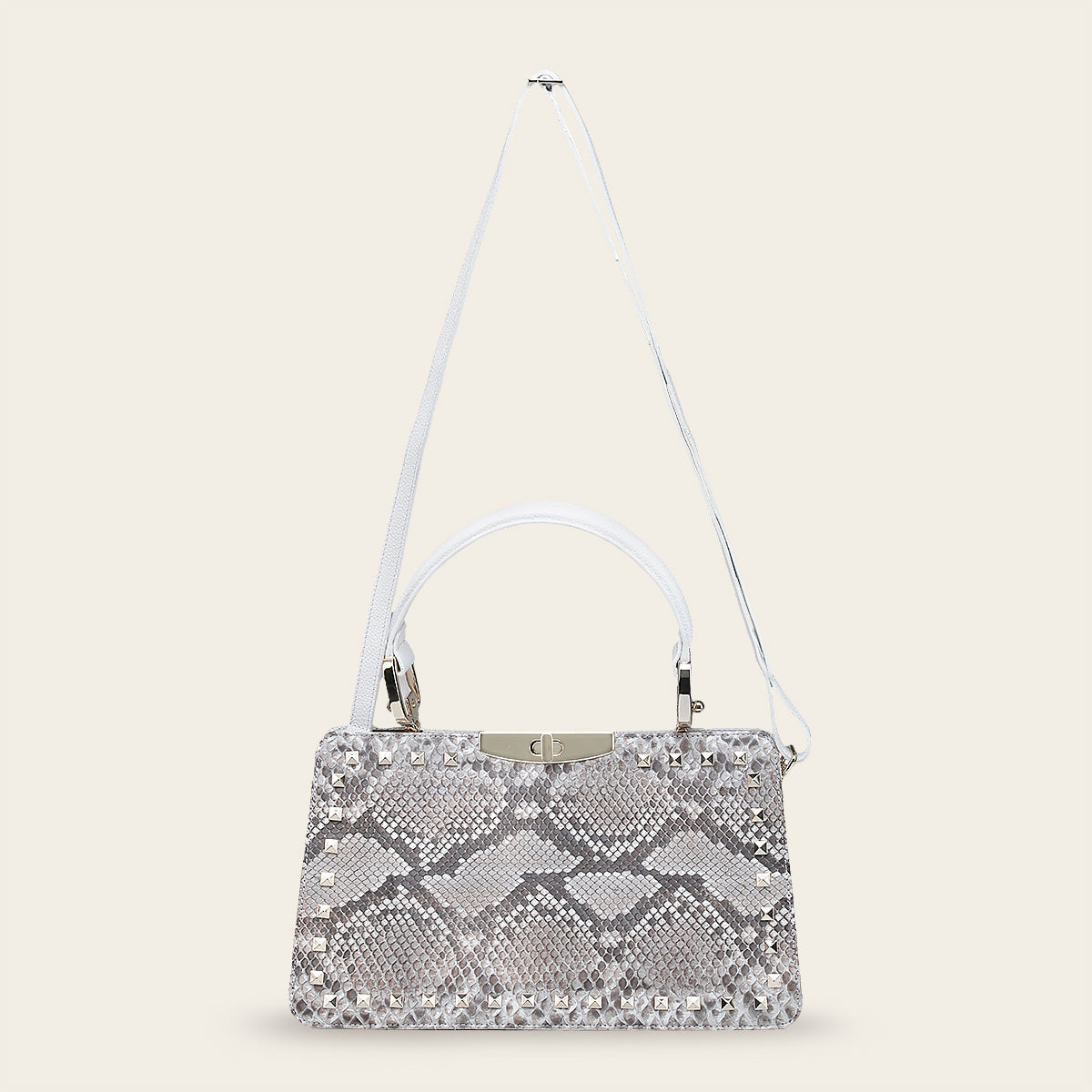 Bolso de mano en piel genuina de pitón para dama