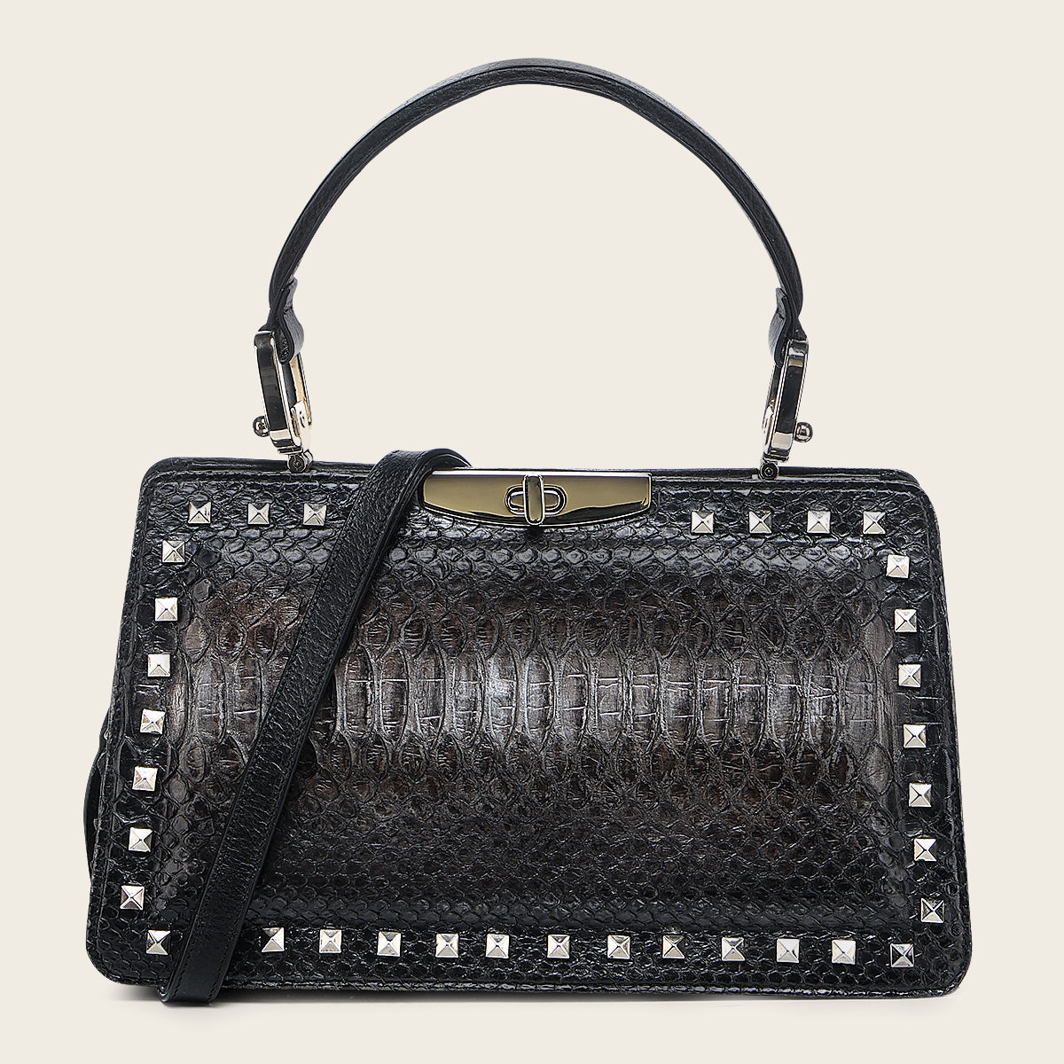 Bolso de mano en piel genuina de pitón para dama