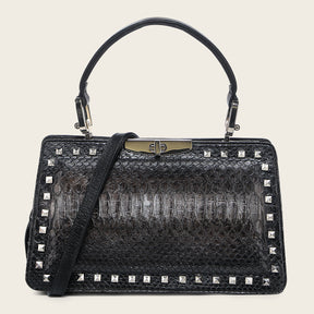 Bolso de mano en piel genuina de pitón para dama