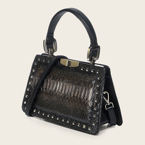 Bolso de mano en piel genuina de pitón para dama