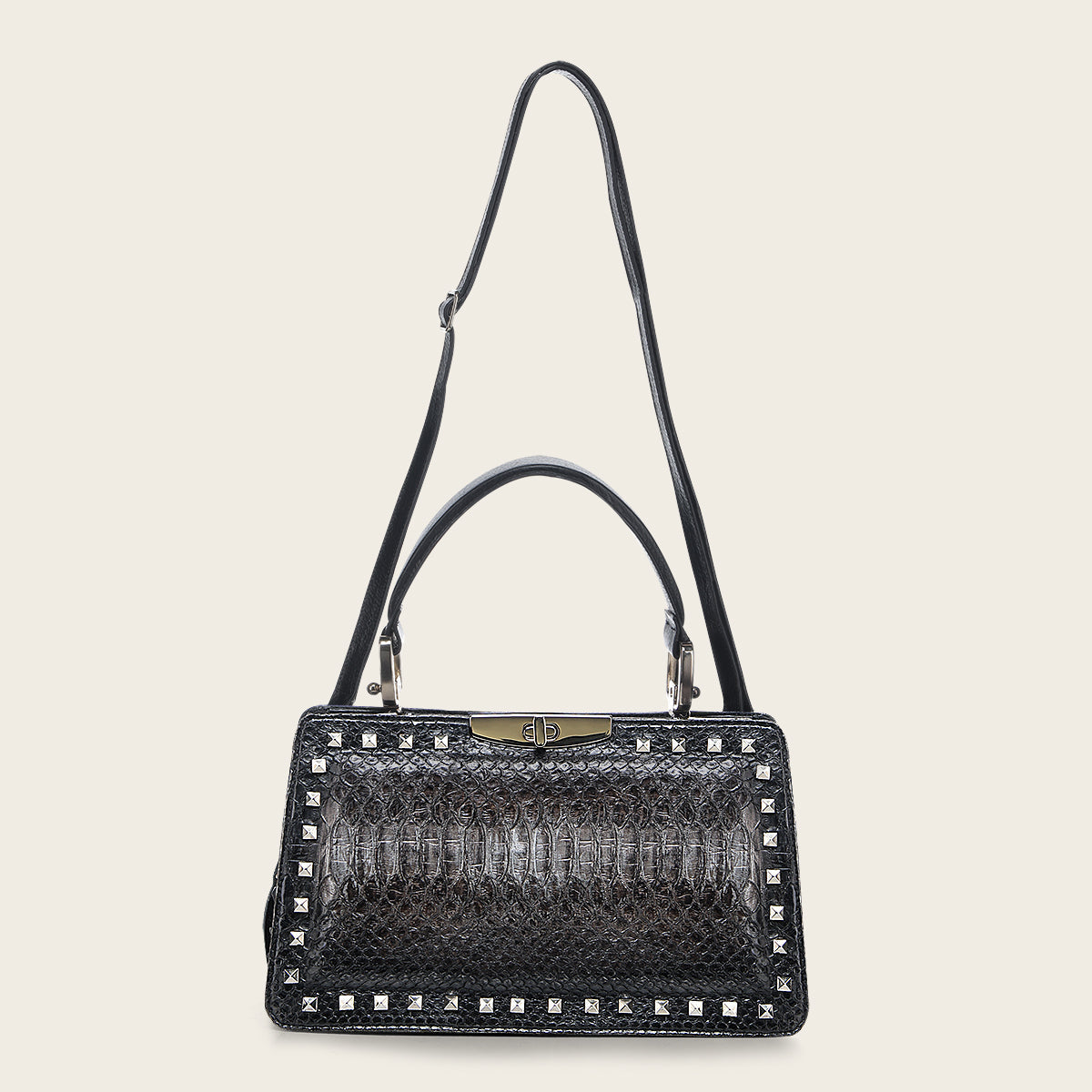 Bolso de mano en piel genuina de pitón para dama