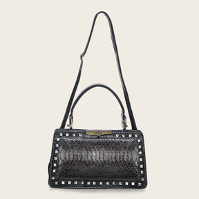 Bolso de mano en piel genuina de pitón para dama