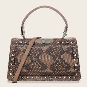 Bolso de mano en piel genuina de pitón para dama