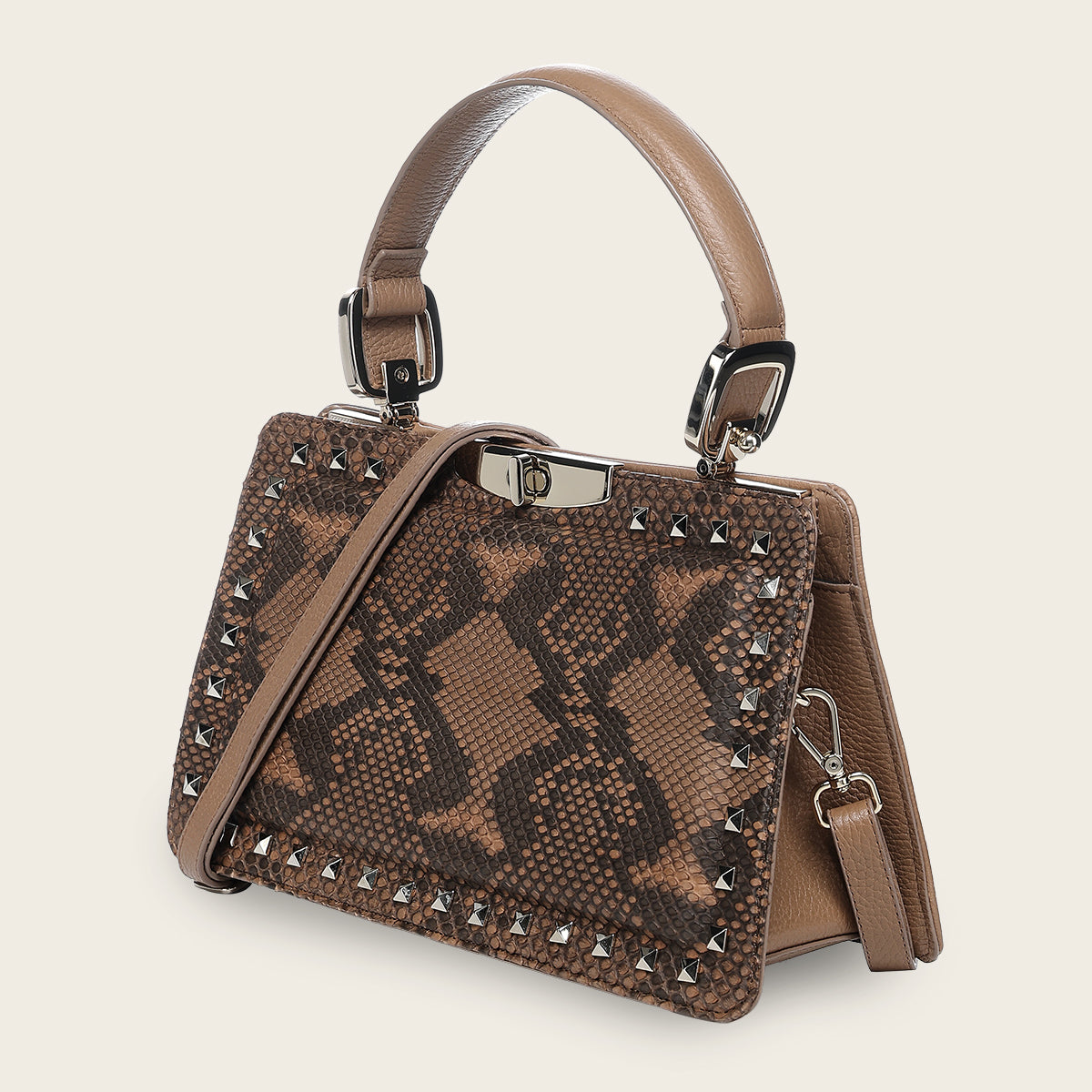 Bolso de mano en piel genuina de pitón para dama