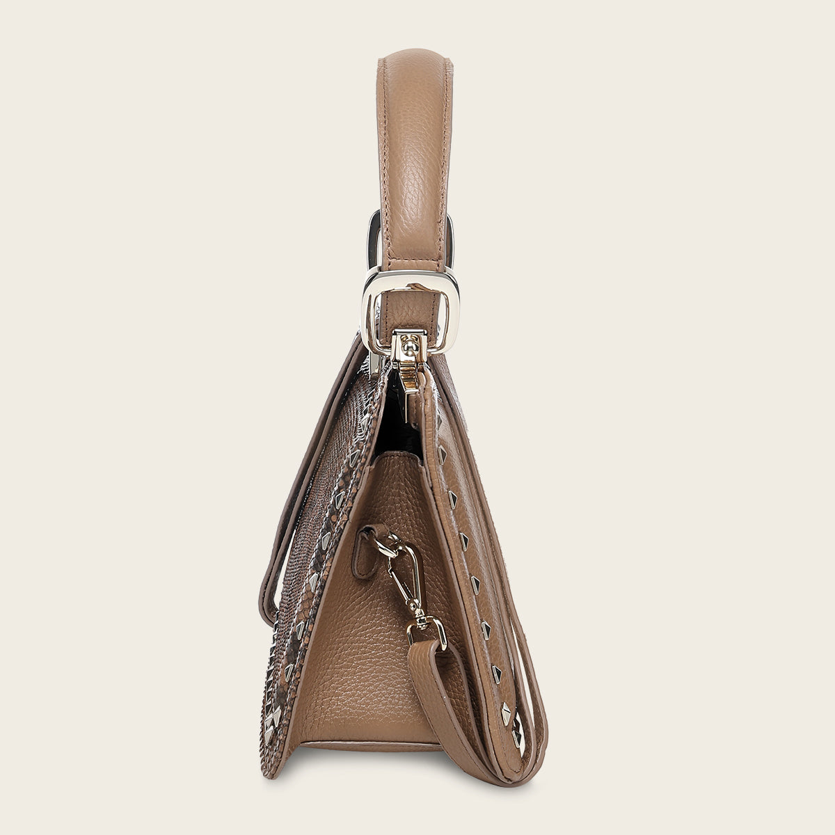 Bolso de mano en piel genuina de pitón para dama