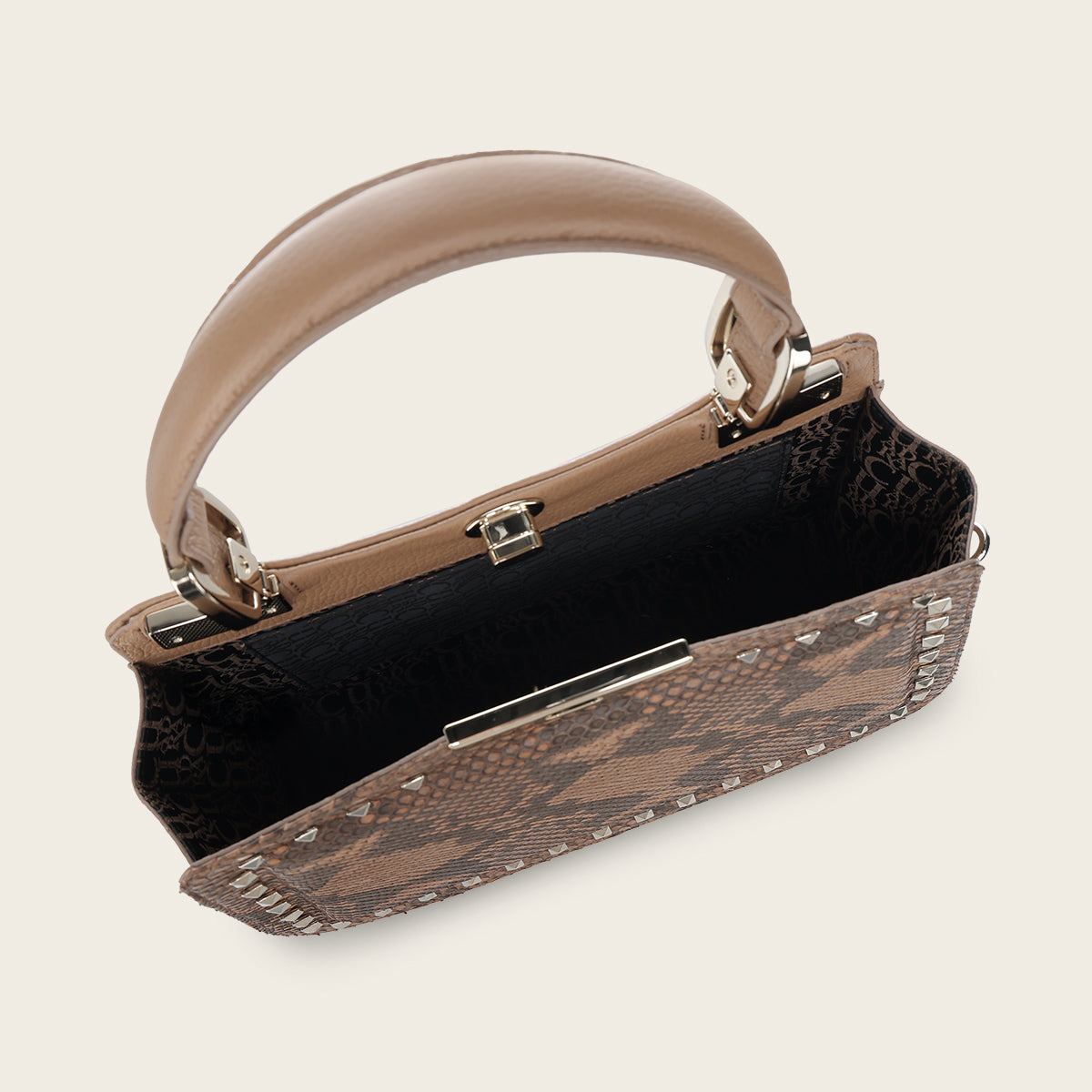 Bolso de mano en piel genuina de pitón para dama