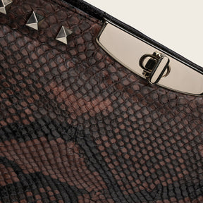 Bolso de mano en piel genuina de pitón para dama