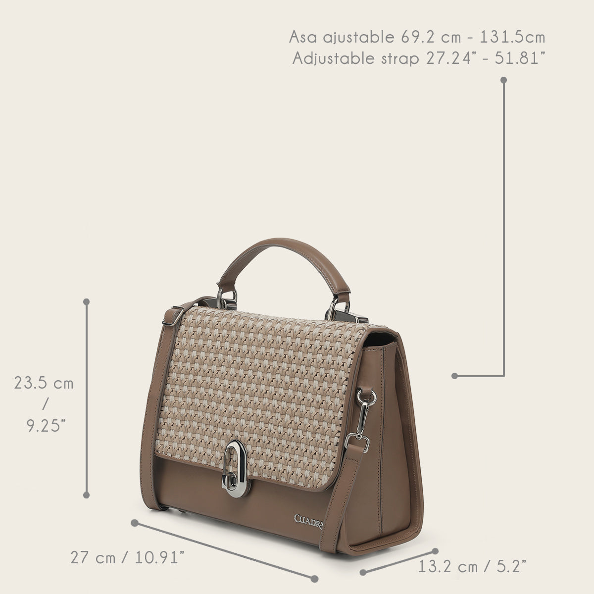Bolso de mano en piel genuina para dama