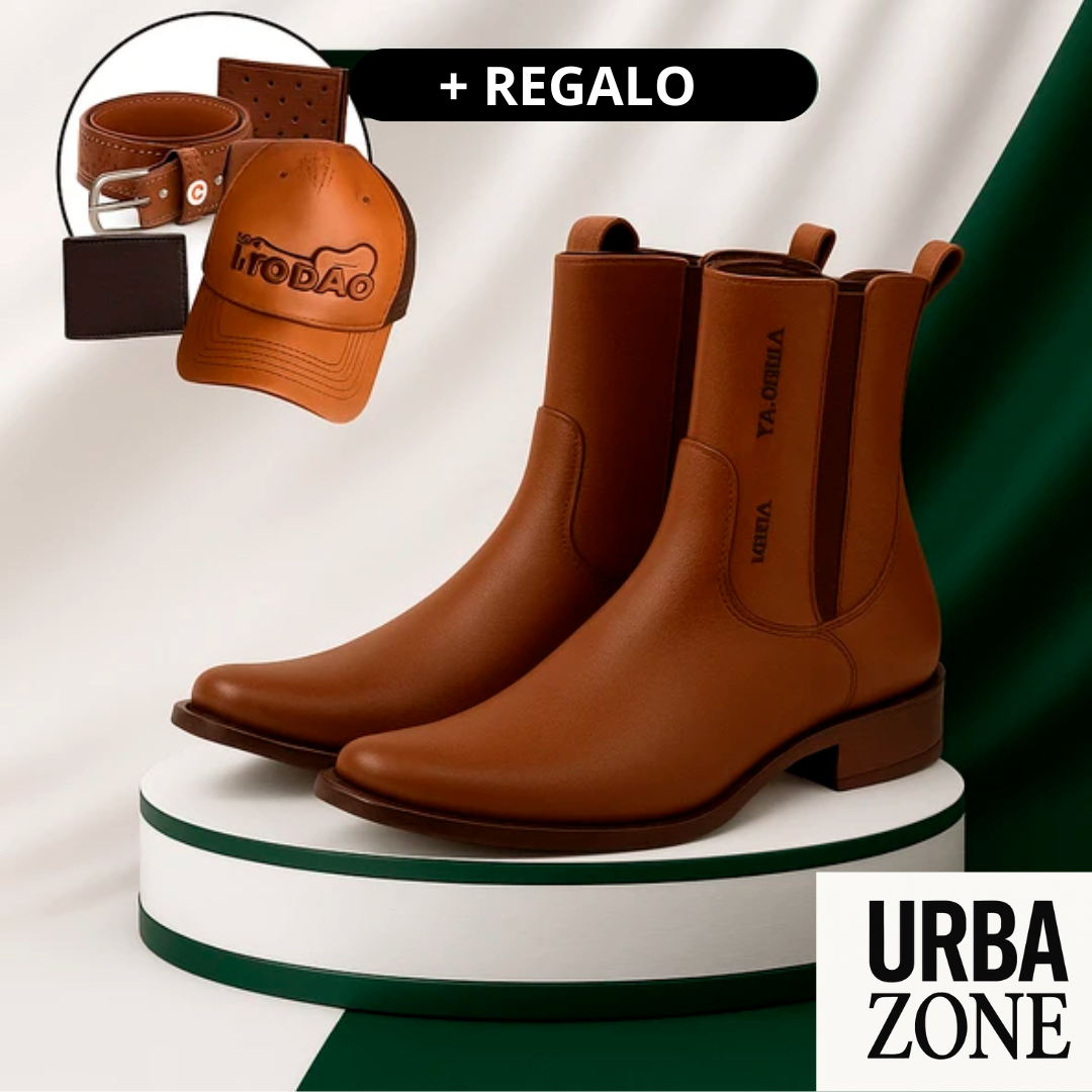 Kit Bota Maverick 3.0 de Piel Legítima con Plantilla Ortopédica + REGALOS: Gorra, Cinturón y Cartera.