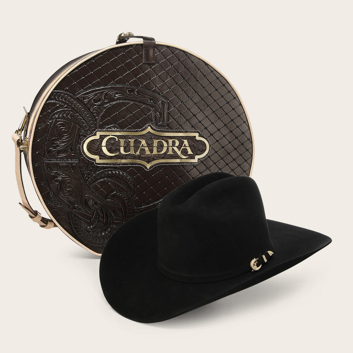Sombrero Cuadra en pelo genuino de castor con diamantes